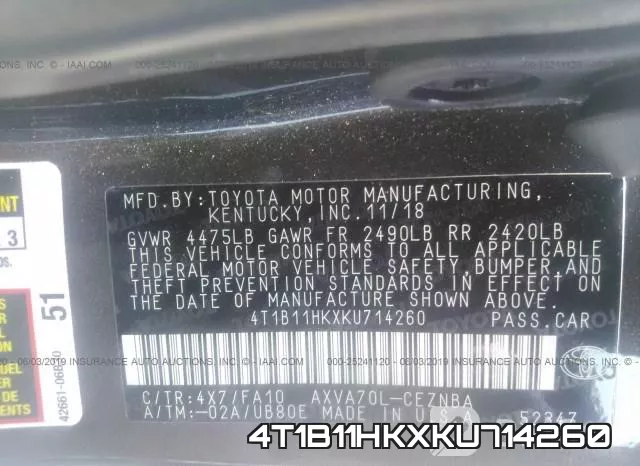 4T1B11HKXKU714260 фото 10