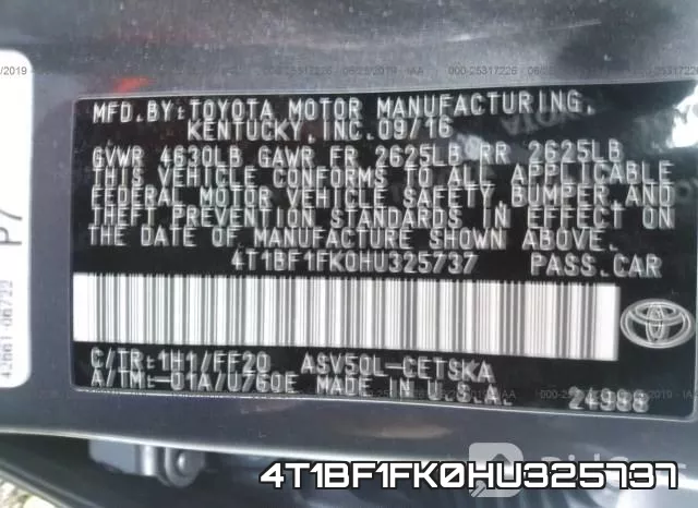 4T1BF1FK0HU325737 фото 10