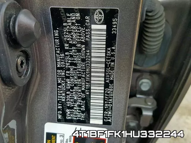 4T1BF1FK1HU332244 фото 2
