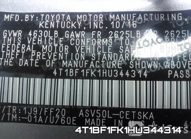 4T1BF1FK1HU344314 фото 10
