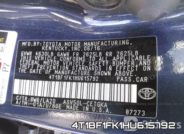 4T1BF1FK1HU615792 фото 10