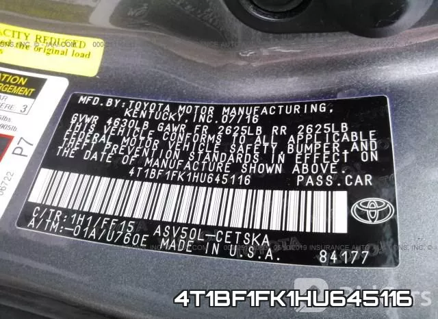 4T1BF1FK1HU645116 фото 10