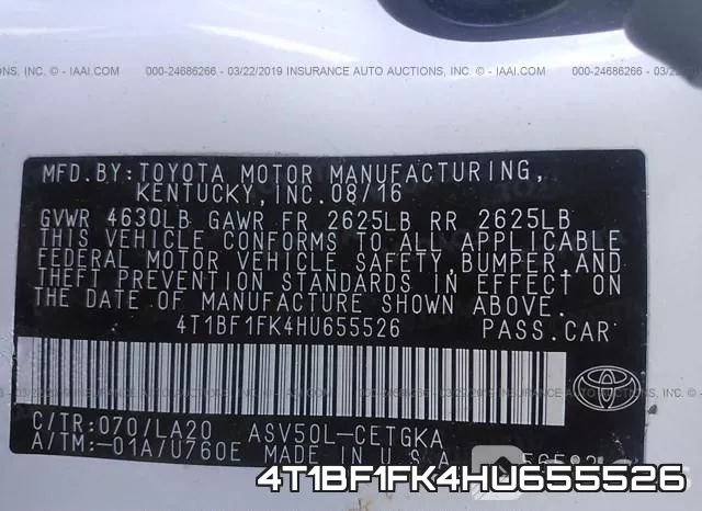 4T1BF1FK4HU655526 фото 10