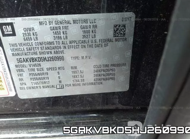 5GAKVBKD5HJ260990 фото 10