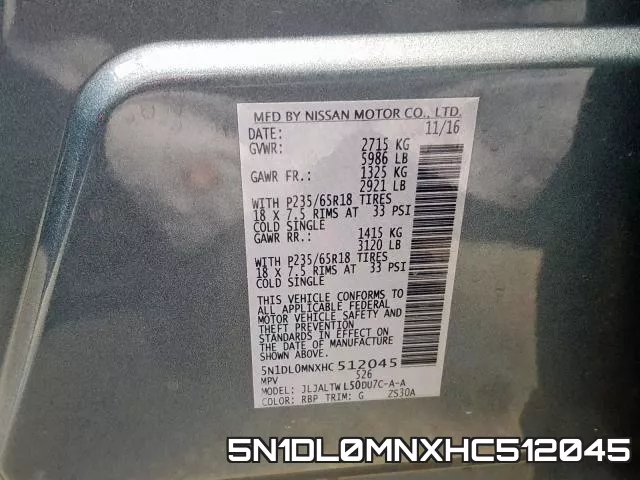 5N1DL0MNXHC512045 фото 2