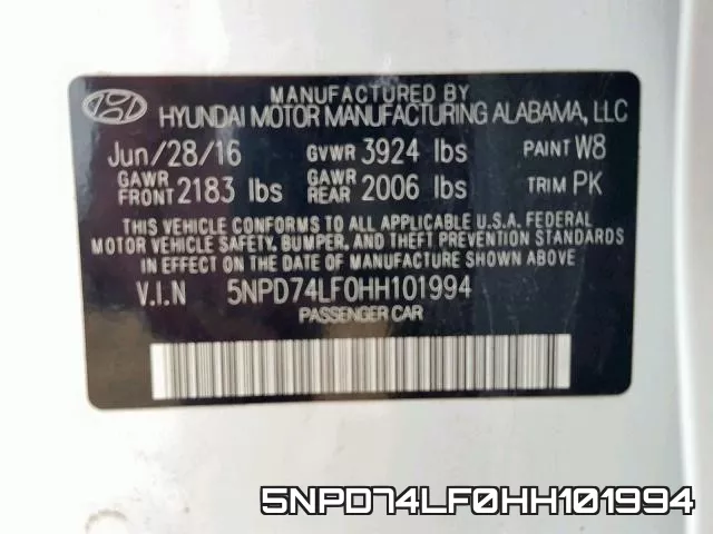5NPD74LF0HH101994 фото 2