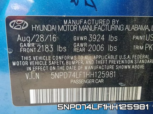 5NPD74LF1HH125981 фото 2