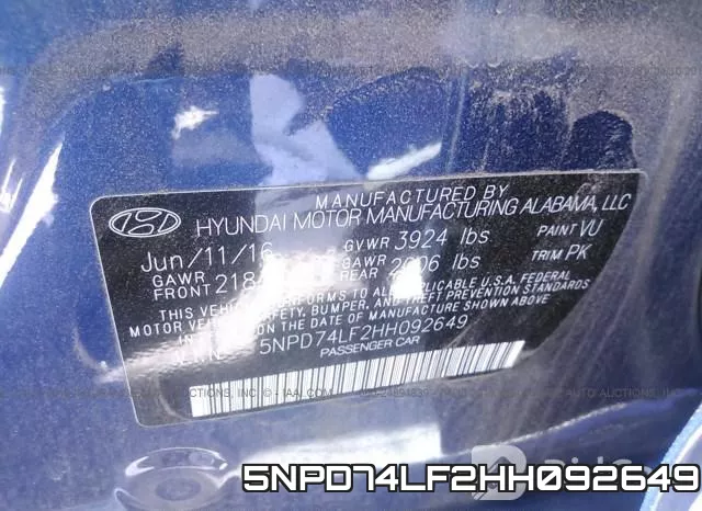5NPD74LF2HH092649 фото 10