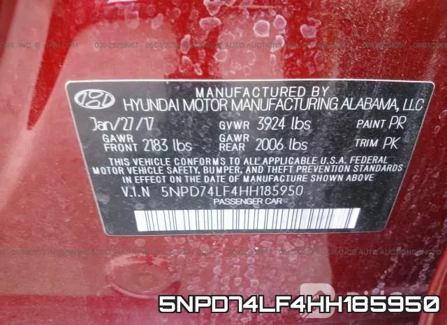 5NPD74LF4HH185950 фото 10