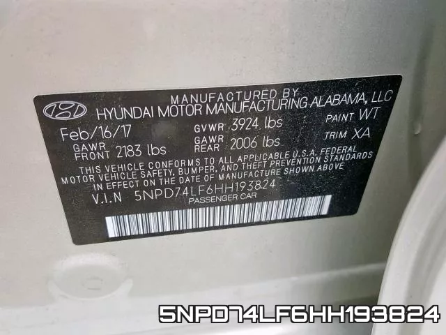 5NPD74LF6HH193824 фото 2