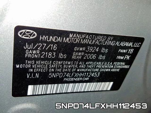 5NPD74LFXHH112453 фото 2