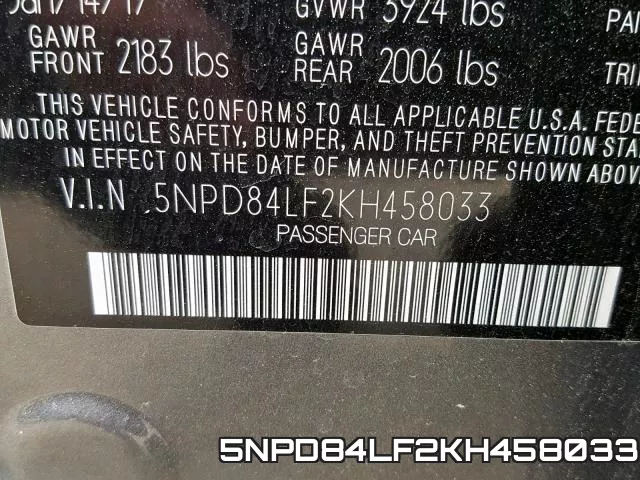 5NPD84LF2KH458033 фото 2