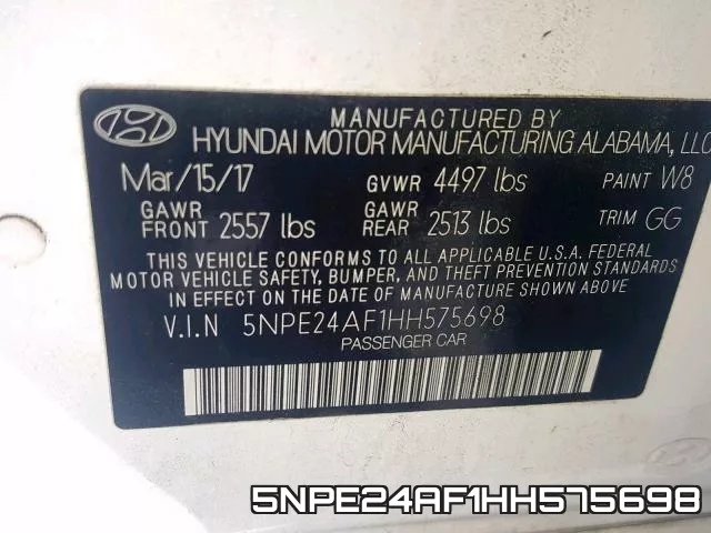 5NPE24AF1HH575698 фото 2