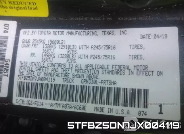 5TFBZ5DN7JX004119 фото 10