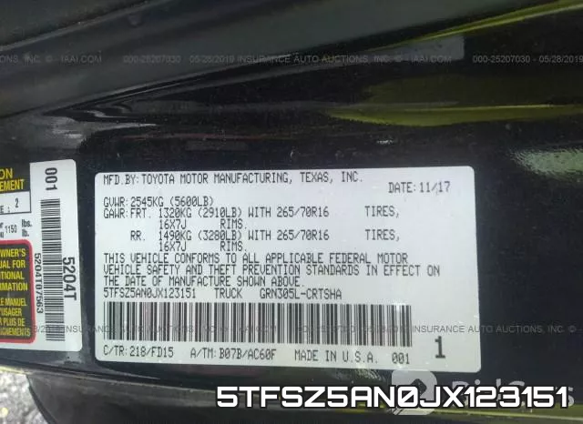 5TFSZ5AN0JX123151 фото 9