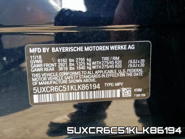 5UXCR6C51KLK86194 фото 2