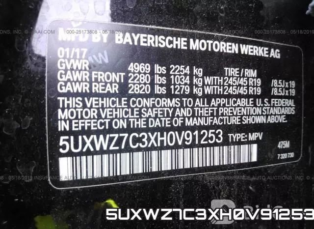 5UXWZ7C3XH0V91253 фото 10