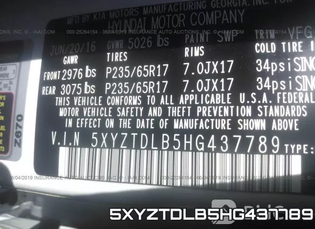 5XYZTDLB5HG437789 фото 10