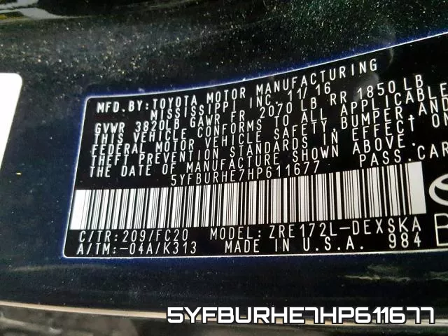 5YFBURHE7HP611677 фото 2