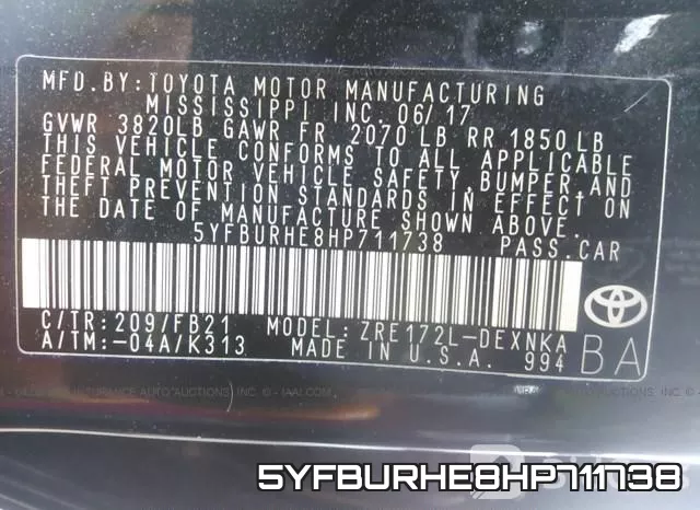 5YFBURHE8HP711738 фото 10