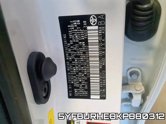5YFBURHE8KP880312 фото 2
