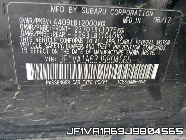JF1VA1A63J9804565 фото 2