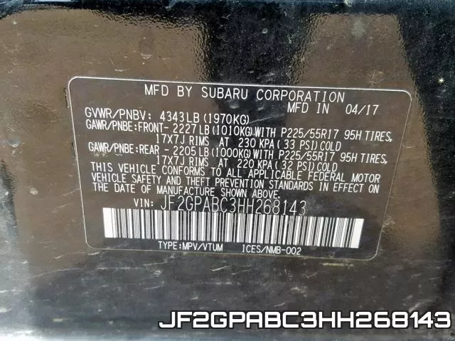 JF2GPABC3HH268143 фото 2