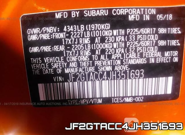 JF2GTACC4JH351693 фото 10