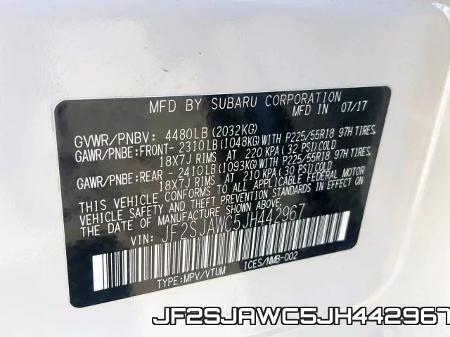 JF2SJAWC5JH442967 фото 2