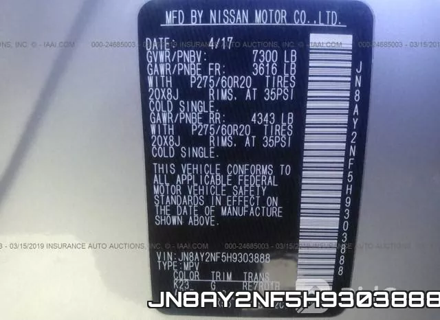 JN8AY2NF5H9303888 фото 10