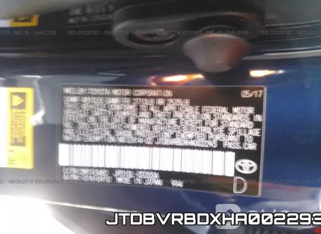 JTDBVRBDXHA002293 фото 10