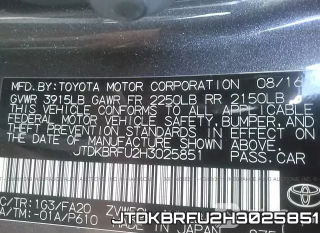 JTDKBRFU2H3025851 фото 10