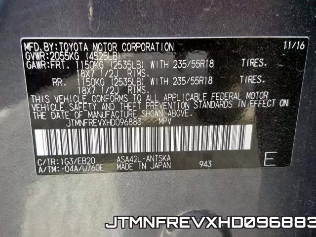 JTMNFREVXHD096883 фото 2