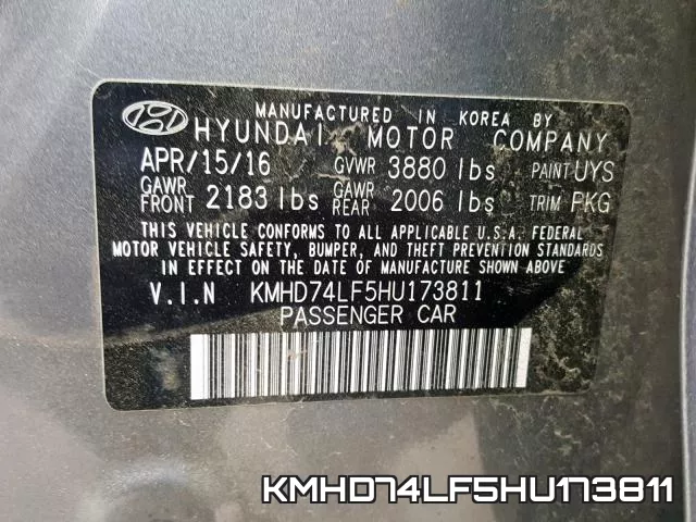 KMHD74LF5HU173811 фото 2
