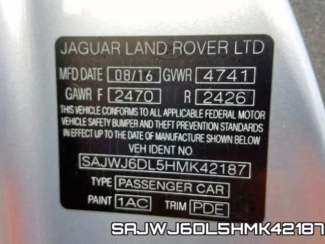 SAJWJ6DL5HMK42187 фото 2