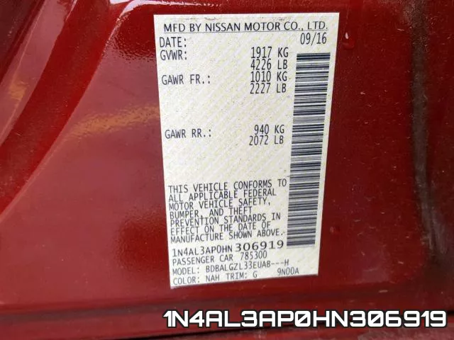 1N4AL3AP0HN306919 фото 2