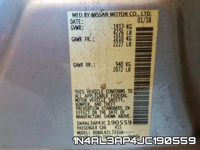 1N4AL3AP4JC190559 фото 2