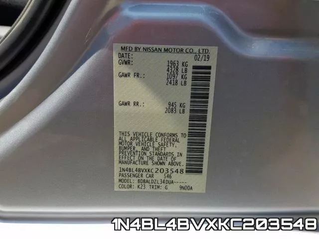 1N4BL4BVXKC203548 фото 2