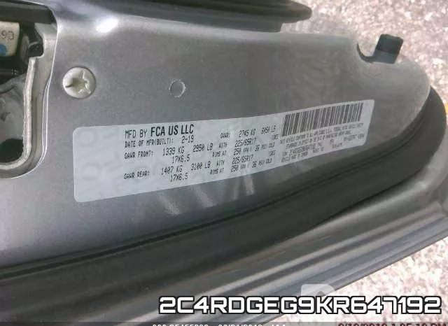 2C4RDGEG9KR647192 фото 10