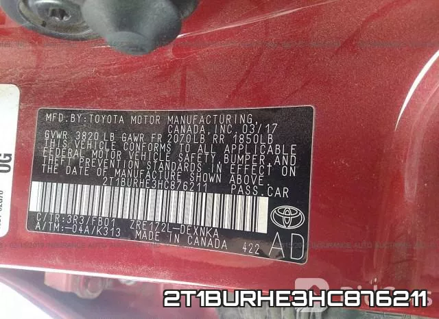 2T1BURHE3HC876211 фото 10