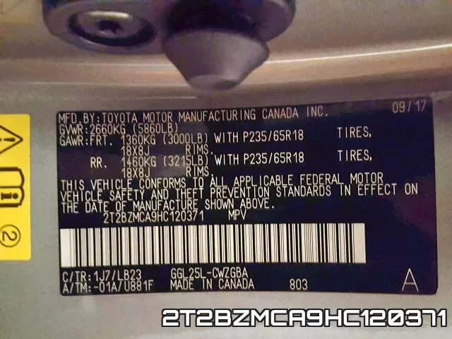 2T2BZMCA9HC120371 фото 2