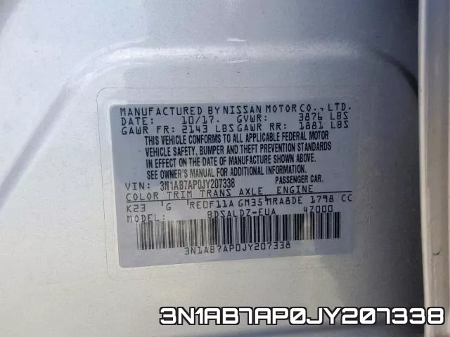 3N1AB7AP0JY207338 фото 2