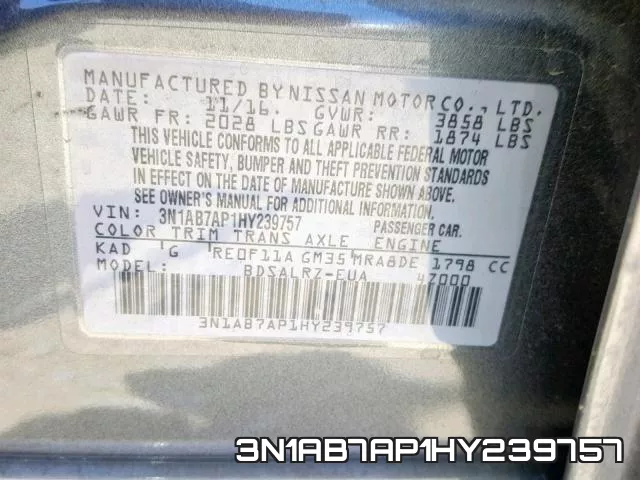 3N1AB7AP1HY239757 фото 2