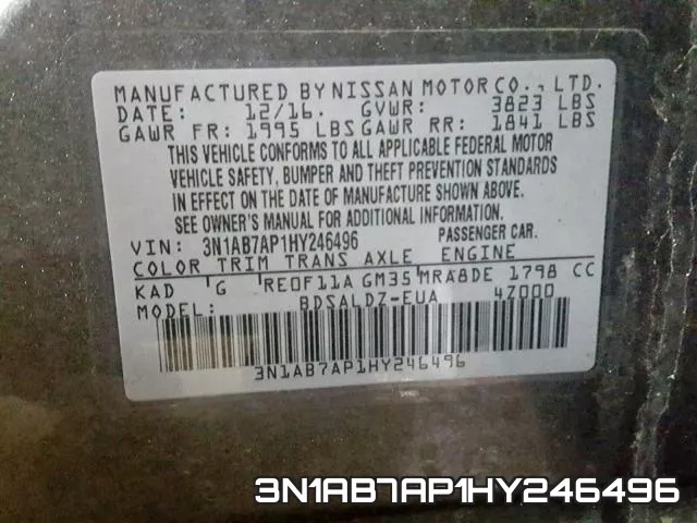 3N1AB7AP1HY246496 фото 2