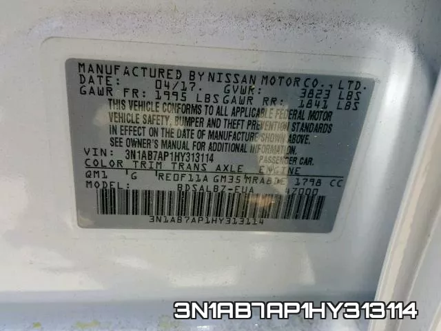 3N1AB7AP1HY313114 фото 2
