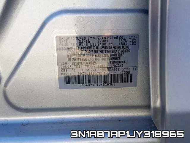 3N1AB7AP1JY318965 фото 2