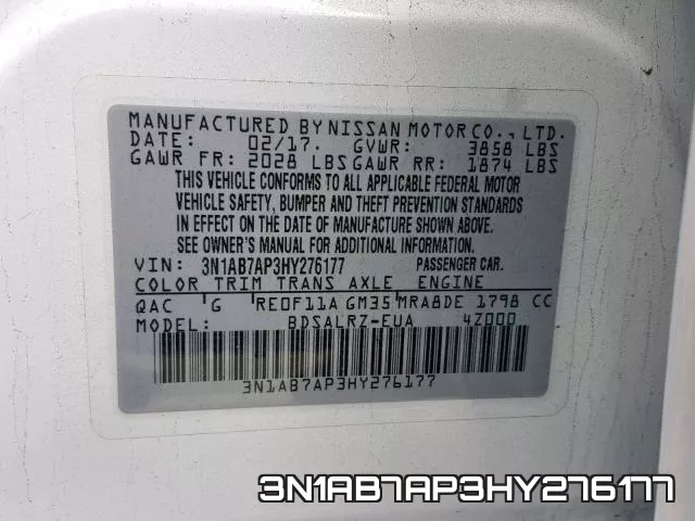 3N1AB7AP3HY276177 фото 2
