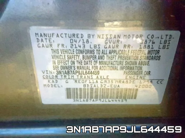 3N1AB7AP9JL644459 фото 2