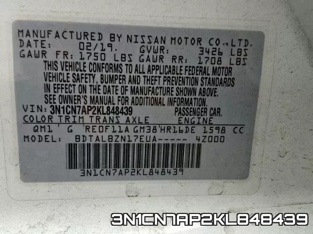 3N1CN7AP2KL848439 фото 2