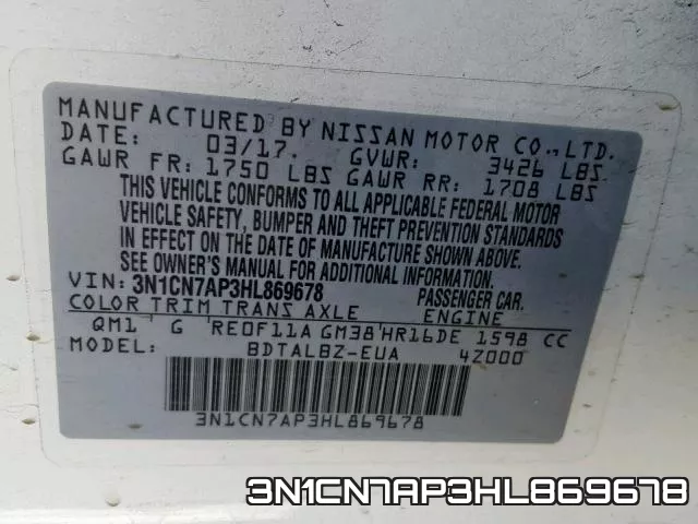 3N1CN7AP3HL869678 фото 2